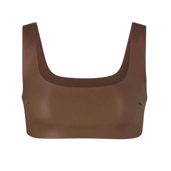 Skims Faux Leather Stretch Bralette‎ in Cocoa Size 4 X - Picture 1 of 12